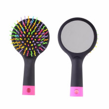 Candy Rainbow Paddle Hair Brush with Mirror